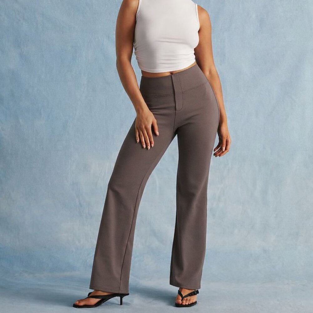 Halara Women's Flare Leg High Waisted Pants Light Brown/Gray Size Medium READ